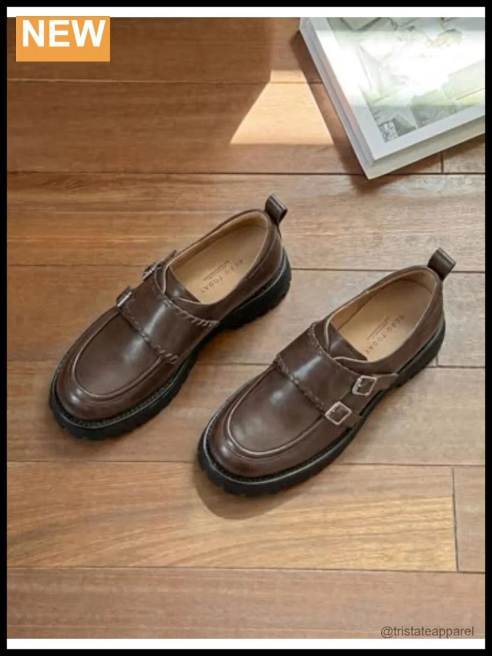 Platform Monk Strap Loafers Woven Womens Chunky Leather